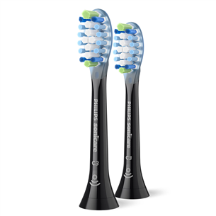 Dantų šepetėlių antgaliai Philips Sonicare Premium Plaque Defence, 2 vnt., juodi HX9042/88
