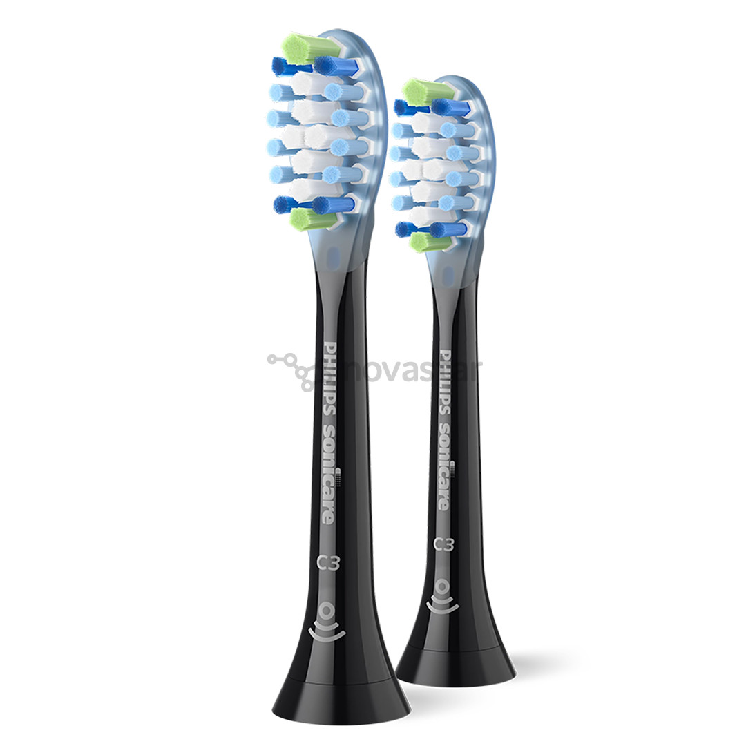 Dantų šepetėlių antgaliai Philips Sonicare Premium Plaque Defence, 2 vnt., juodi