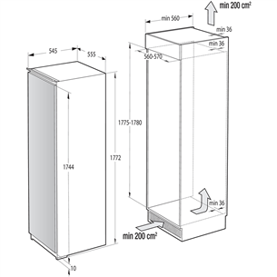 Gorenje, 301 L, height 178 cm - Built-in cooler