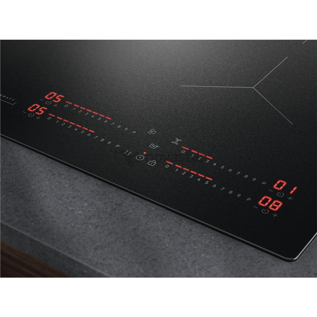 AEG 7000 Series SaphirMatt® Hob2Hood, plotis 58 cm, be rėmelio, juoda - Įmontuojama kaitlentė