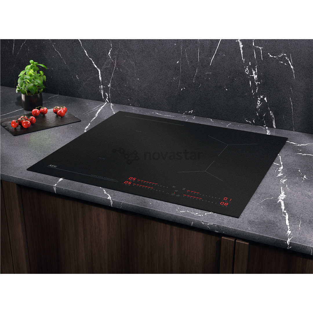 AEG 7000 Series SaphirMatt® Hob2Hood, plotis 58 cm, berėmė, juoda - Įmontuojama indukcinė kaitlentė