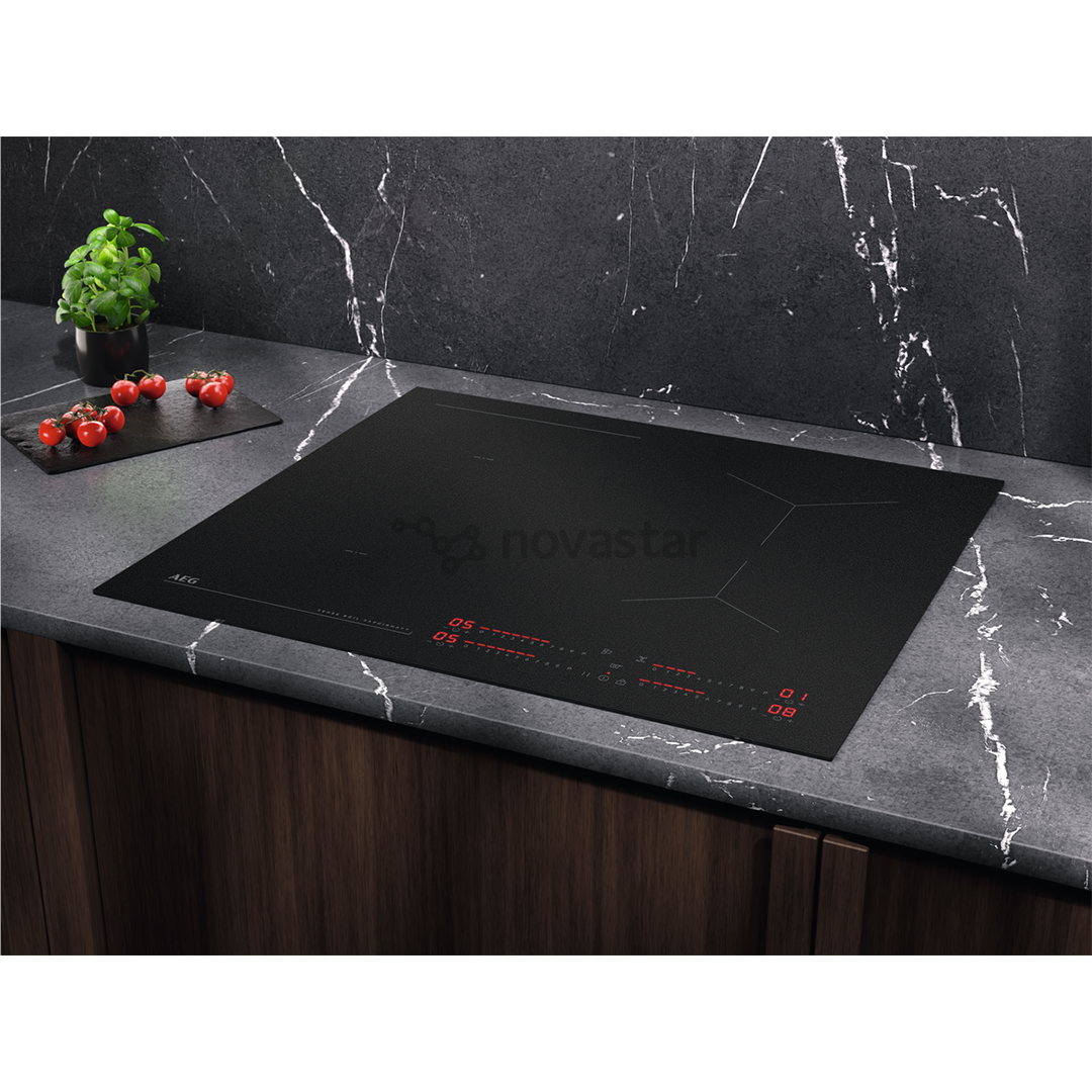 AEG 7000 Series SaphirMatt® Hob2Hood, plotis 58 cm, be rėmelio, juoda - Įmontuojama kaitlentė