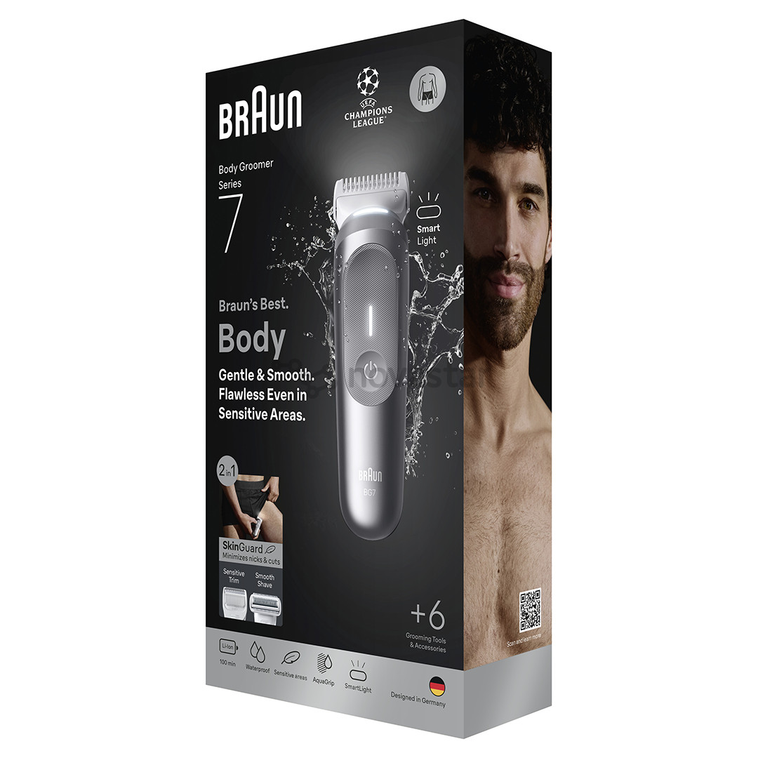 Kūno skustuvas Braun Body Groomer Series 7, pilkas