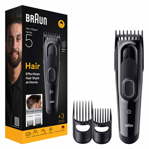 Plaukų kirpimo mašinėlė Braun Hair Clipper Series 5, juoda