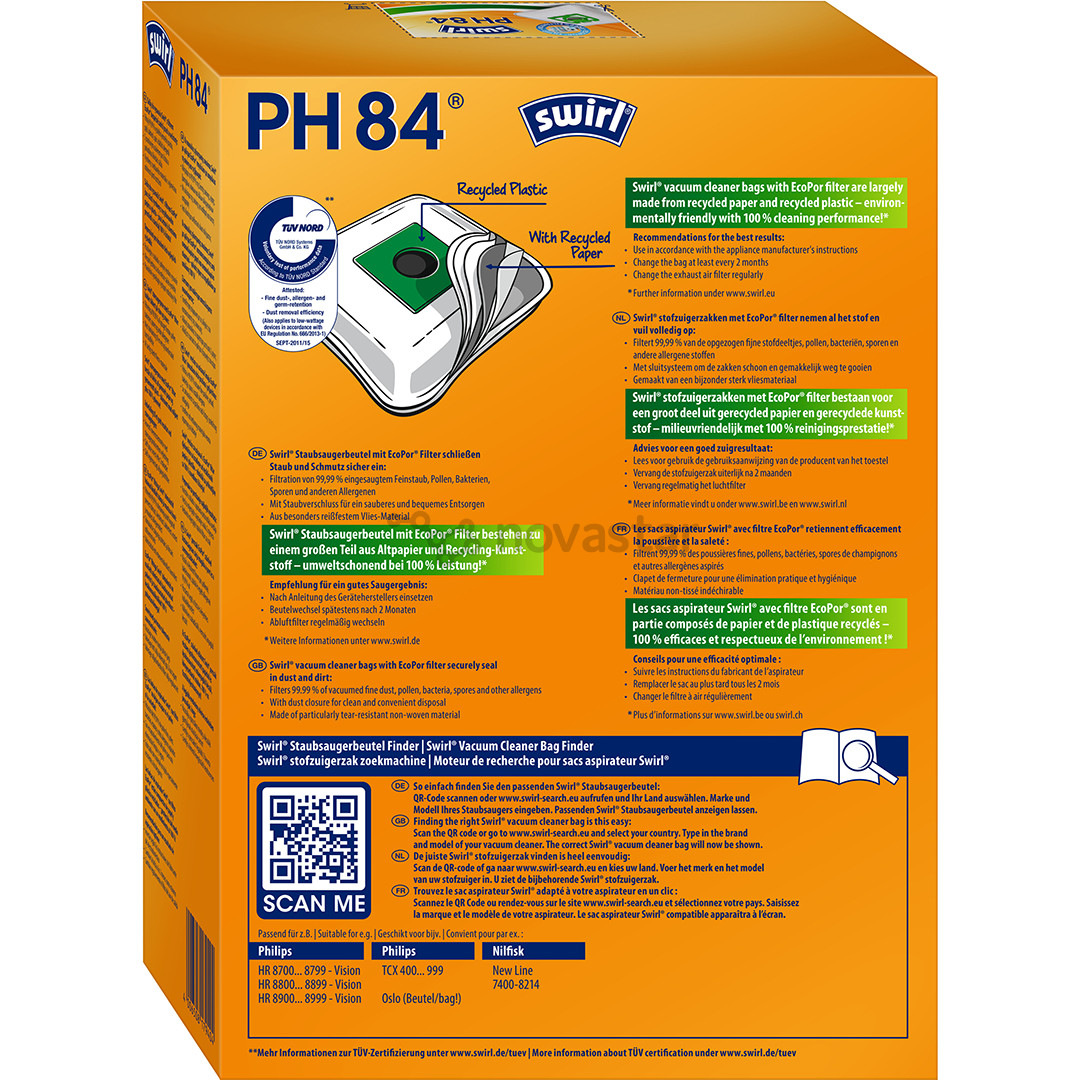 Swirl Micropor PH 84, 4 vnt. - Dulkių maišeliai