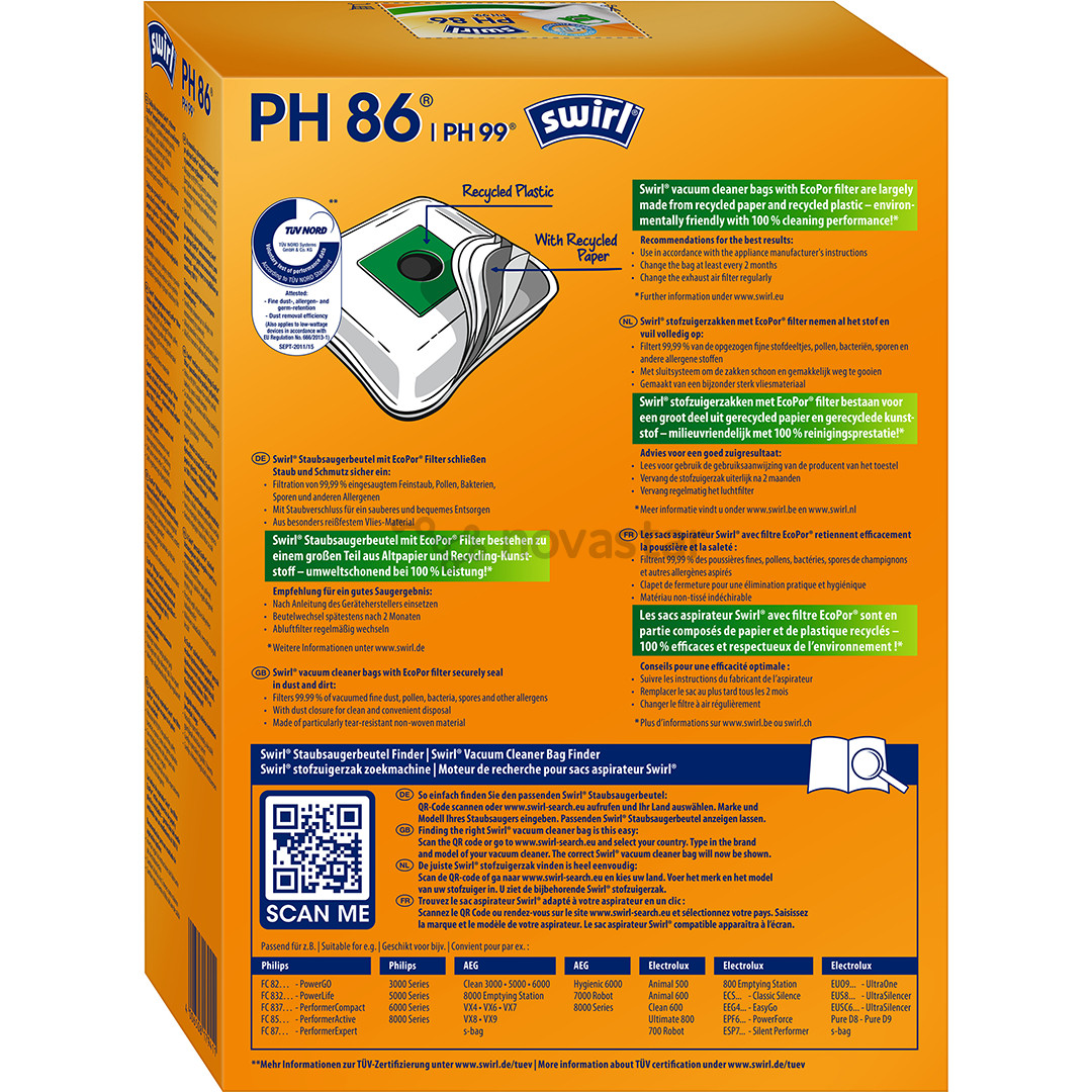 Swirl Micropor PH 86 S-bag, 4 vnt. - Dulkių maišeliai