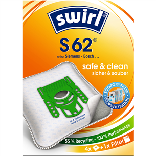 Dulkių siurblių maišeliai Swirl Micropor S 62, 4vnt