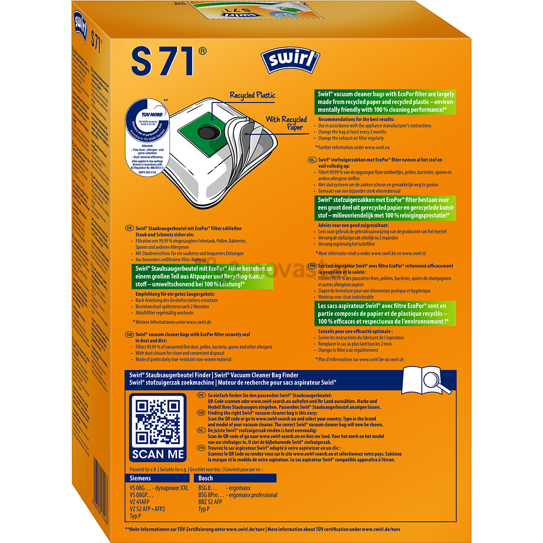 Swirl Micropor S 71, 4 vnt. - Dulkių maišeliai