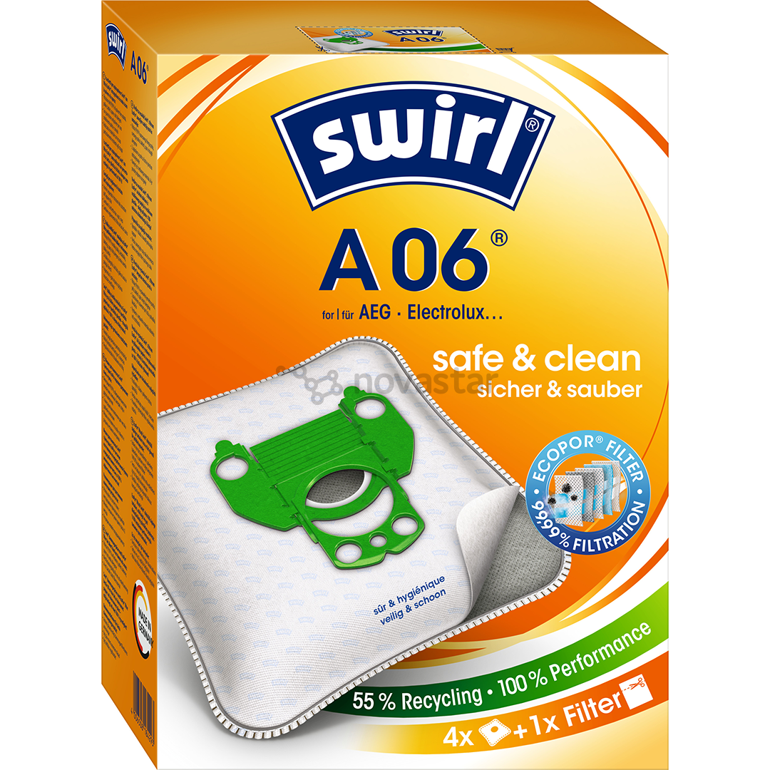 Dulkių siurblių maišeliai Swirl Micropor A 06, 4vnt