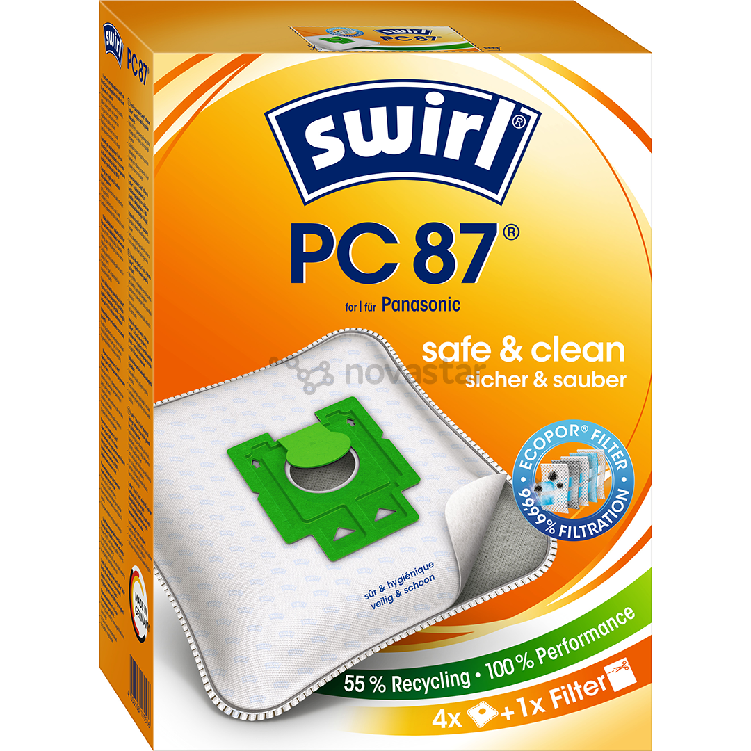 Dulkių siurblių maišeliai Swirl Micropor PC 87, 4vnt