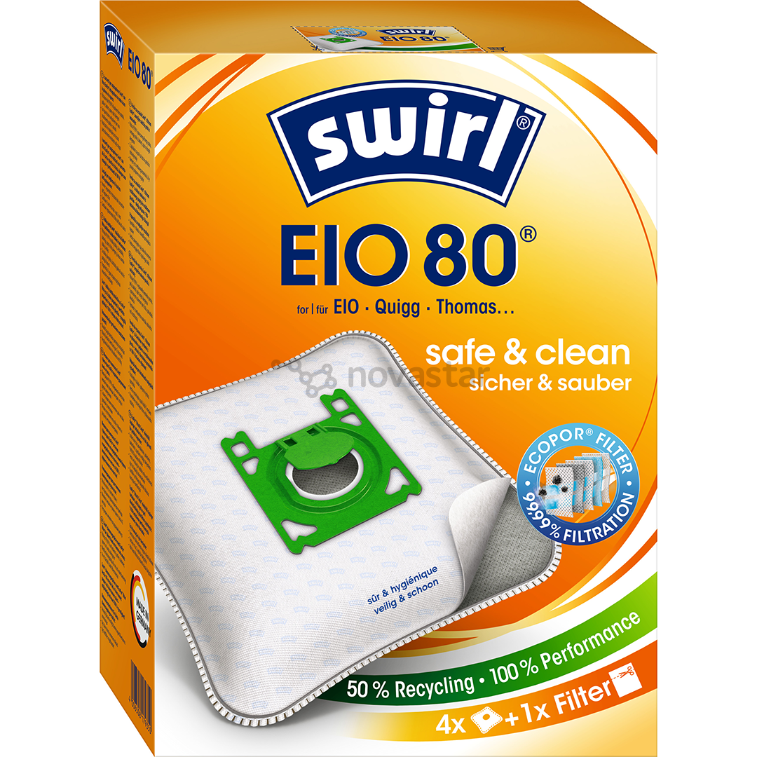 Dulkių siurblių maišeliai Swirl Micropor EIO 80, 4vnt