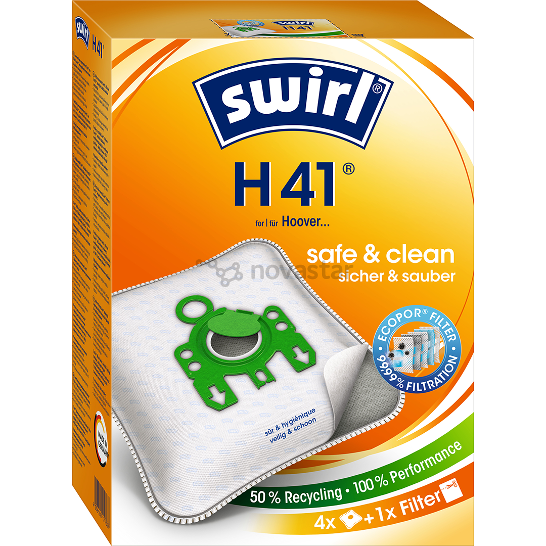 Dulkių siurblių maišeliai Swirl Micropor H 41, 4vnt