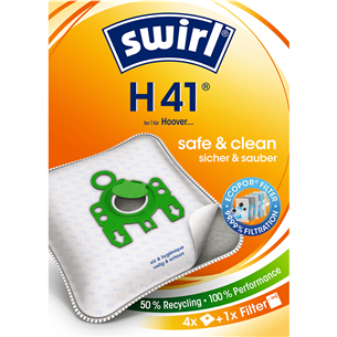 Dulkių siurblių maišeliai Swirl Micropor H 41, 4vnt