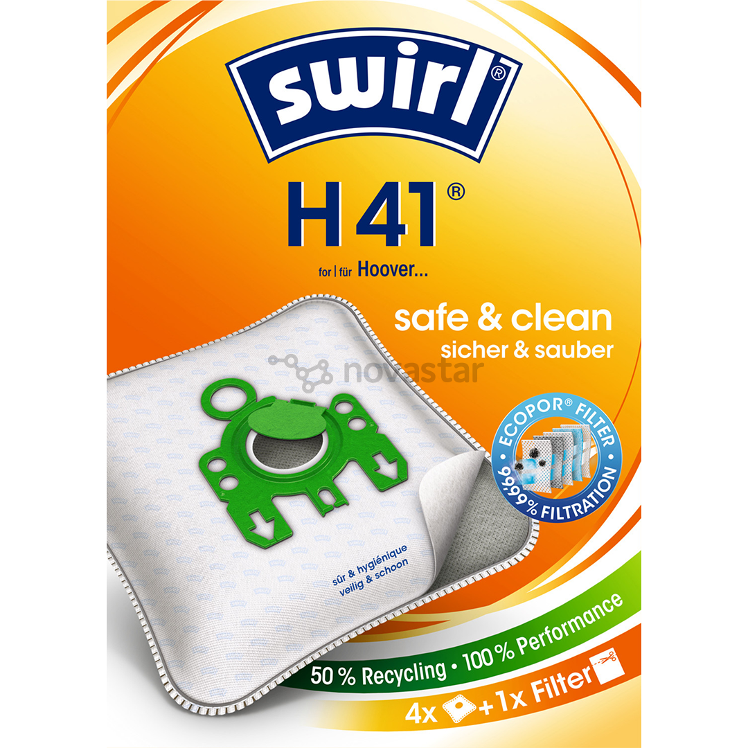 Dulkių siurblių maišeliai Swirl Micropor H 41, 4vnt