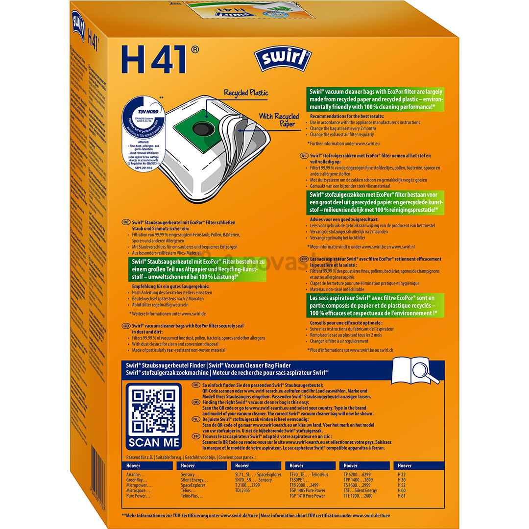 Swirl Micropor H 41, 4 vnt. - Dulkių maišeliai