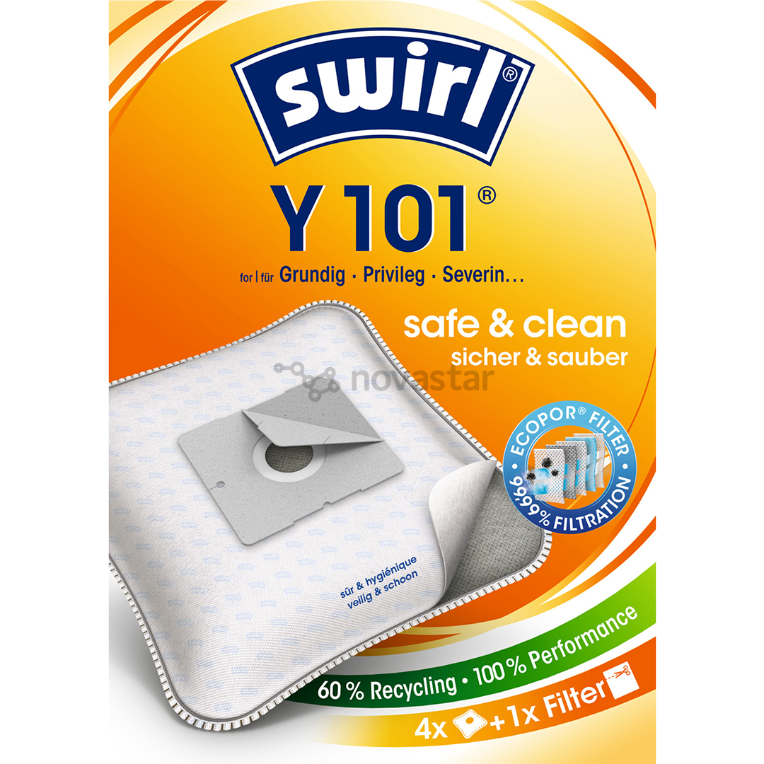 Dulkių siurblių maišeliai Swirl Micropor Y 101, 4vnt