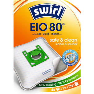 Dulkių siurblių maišeliai Swirl Micropor EIO 80, 4vnt