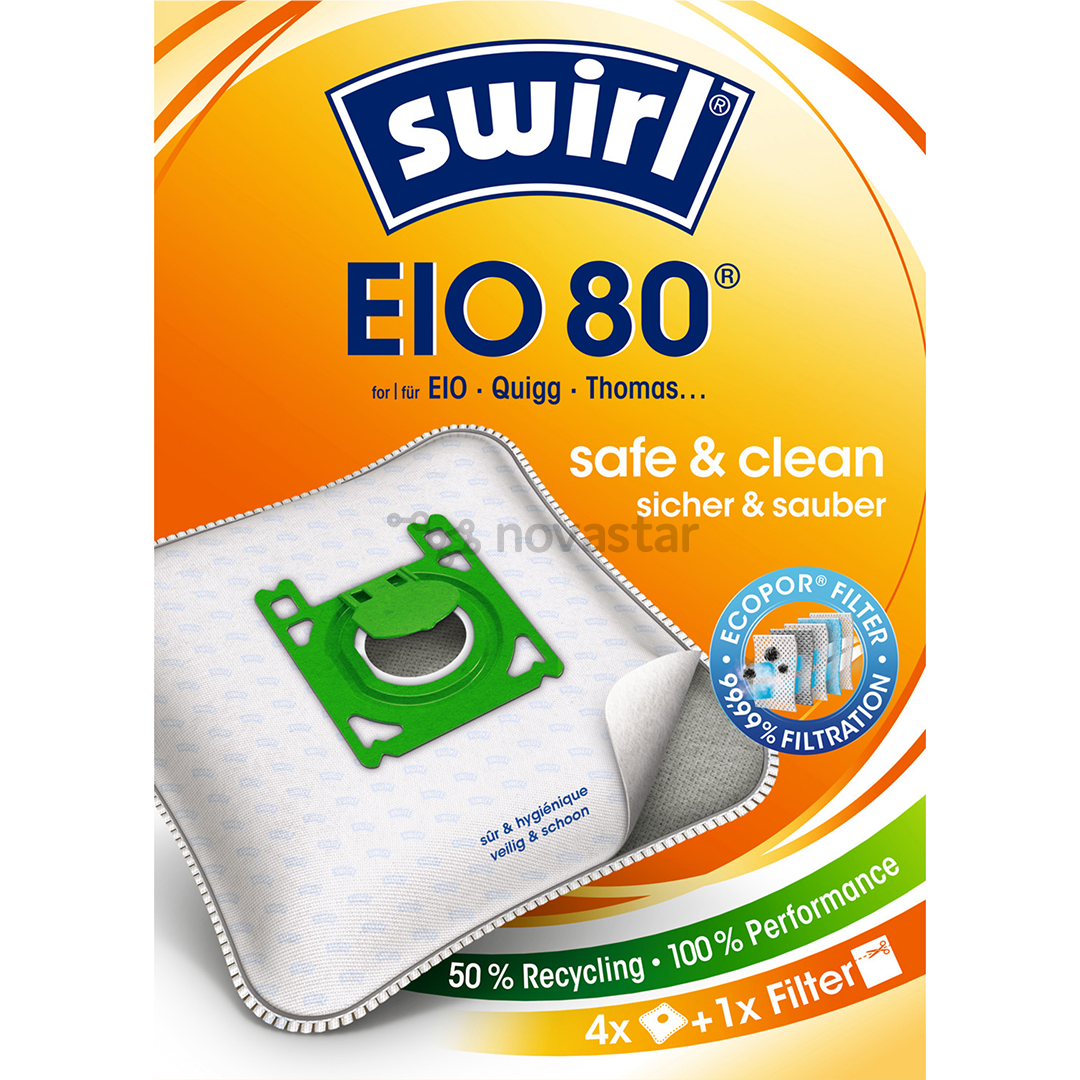 Dulkių siurblių maišeliai Swirl Micropor EIO 80, 4vnt