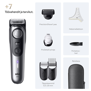 Barzdaskutė Braun Series 9, pilka/juoda