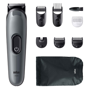 Plaukų kirpimo mašinėlė Braun Series 3, 8-in-1, tamsiai pilka