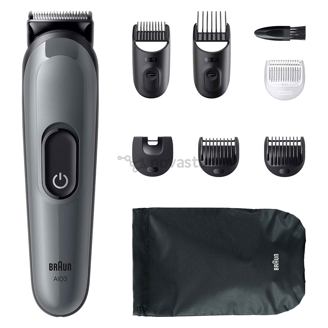 Plaukų kirpimo mašinėlė Braun Series 3, 8-in-1, tamsiai pilka