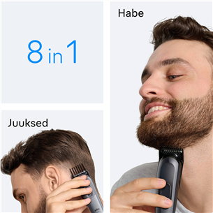 Plaukų kirpimo mašinėlė Braun Series 3, 8-in-1, tamsiai pilka