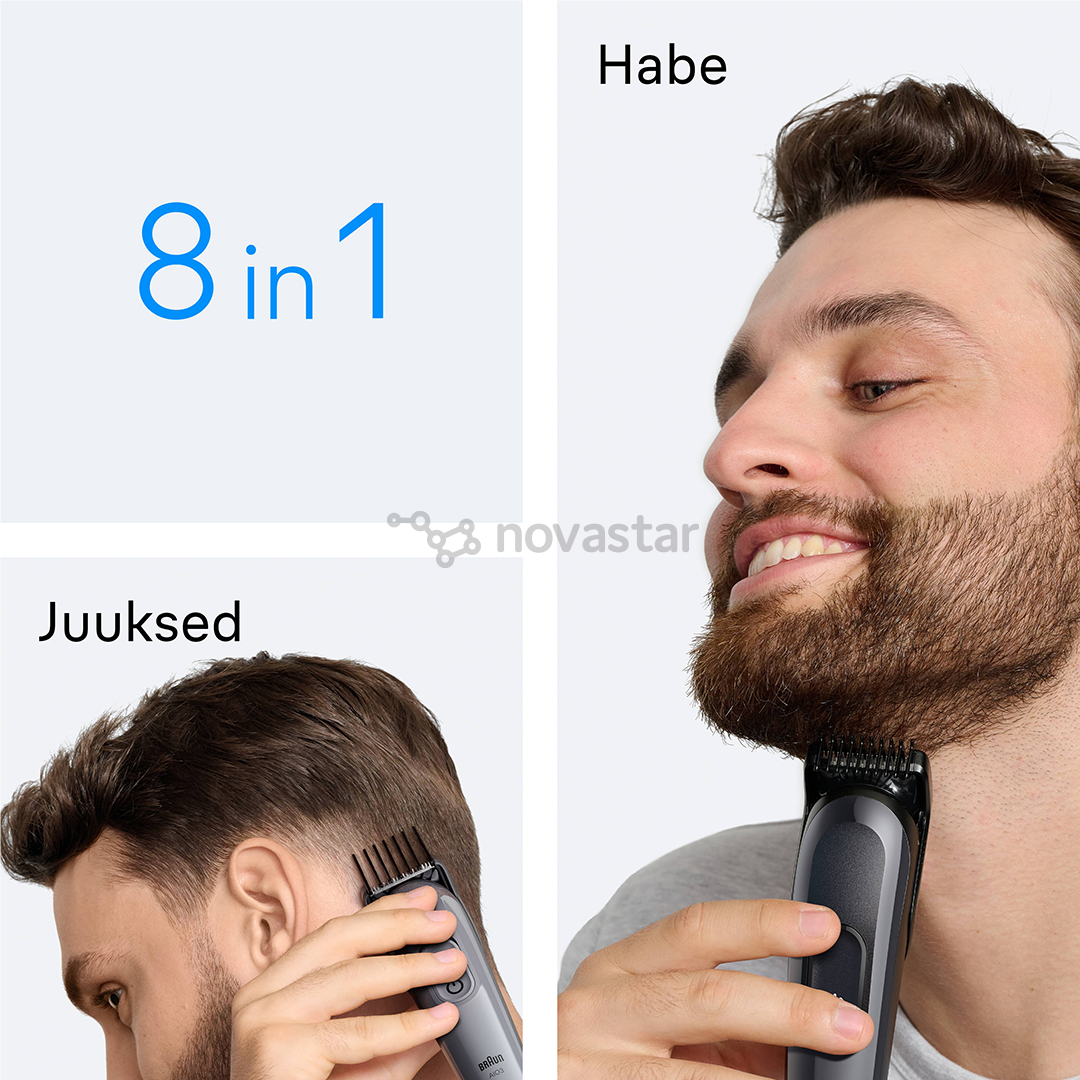 Plaukų kirpimo mašinėlė Braun Series 3, 8-in-1, tamsiai pilka