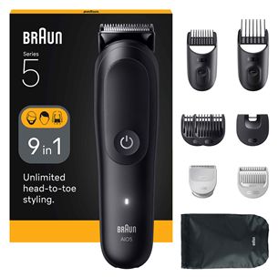 Plaukų kirpimo mašinėlė Braun Series 5, 9-in-1, juoda AIO5540