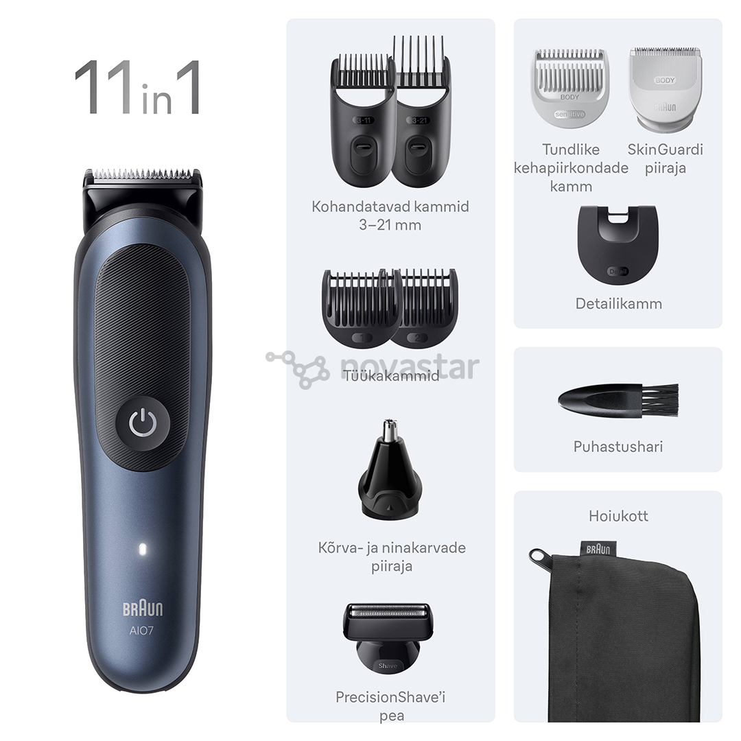 Plaukų kirpimo mašinėlė Braun Series 7, 11-in-1, tamsiai mėlyna