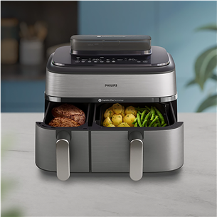 Philips 5000 Series Dual Basket Airfryer, 9 L, 2750 W, silver - Air fryer