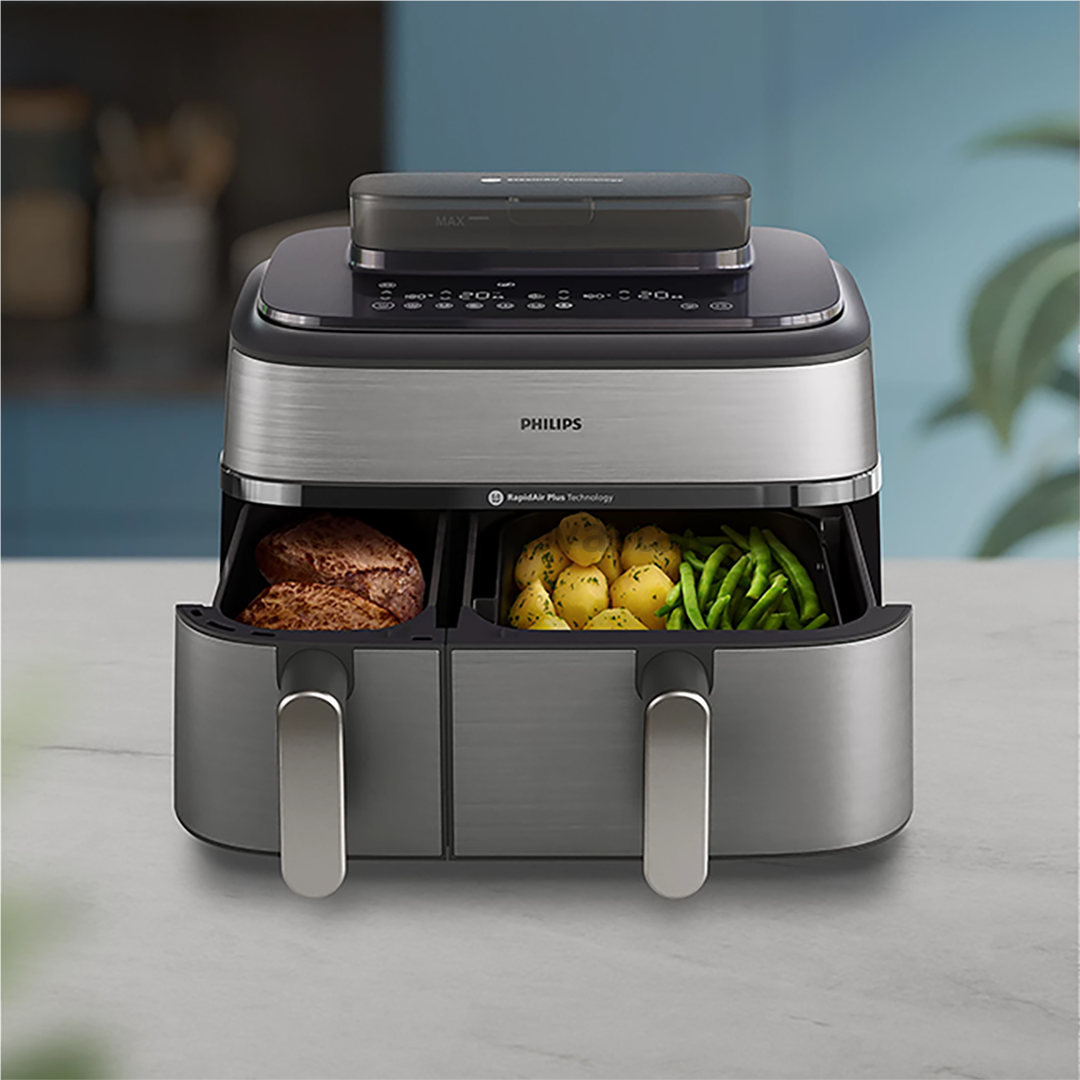Philips 5000 Series Dual Basket Airfryer, 9 L, 2750 W, silver - Air fryer