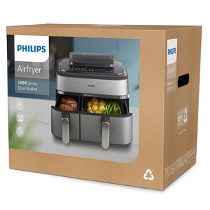 Philips 5000 Series Dual Basket Airfryer, 9 L, 2750 W, silver - Air fryer