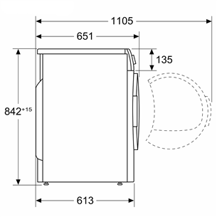 Bosch Series 8, 9 kg, depth 61.3 cm - Clothes dryer