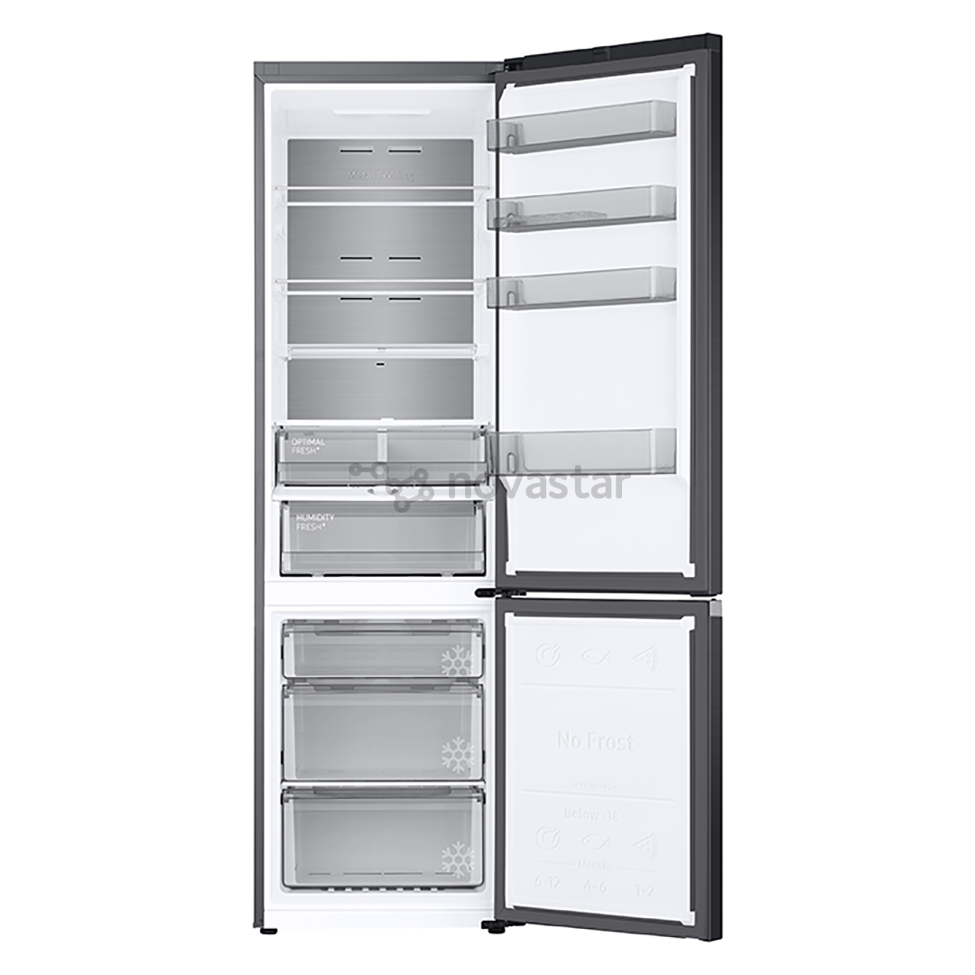 Samsung, NoFrost, 390 L, 203 cm, matte black - Šaldytuvas - Prekė su defektu