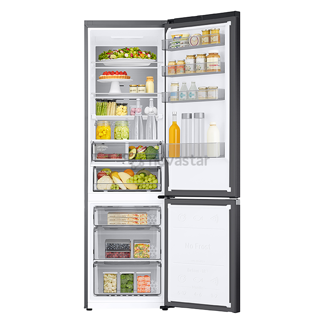 Samsung, NoFrost, 390 L, 203 cm, matte black - Šaldytuvas - Prekė su defektu