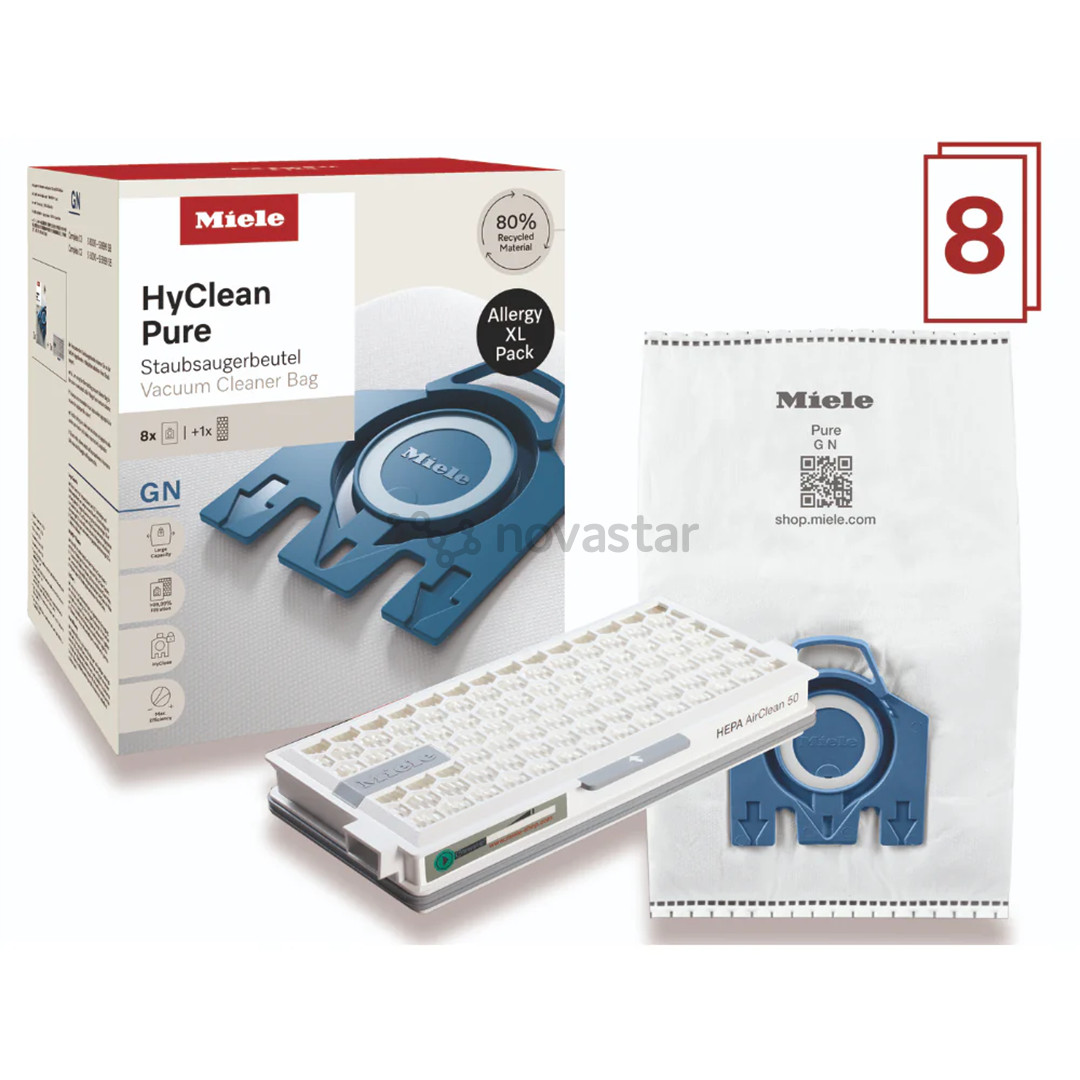 Miele HyClean Pure Allergy XL pakk, 8 шт. - Мешки-пылесборники + фильтр HEPA AirClean