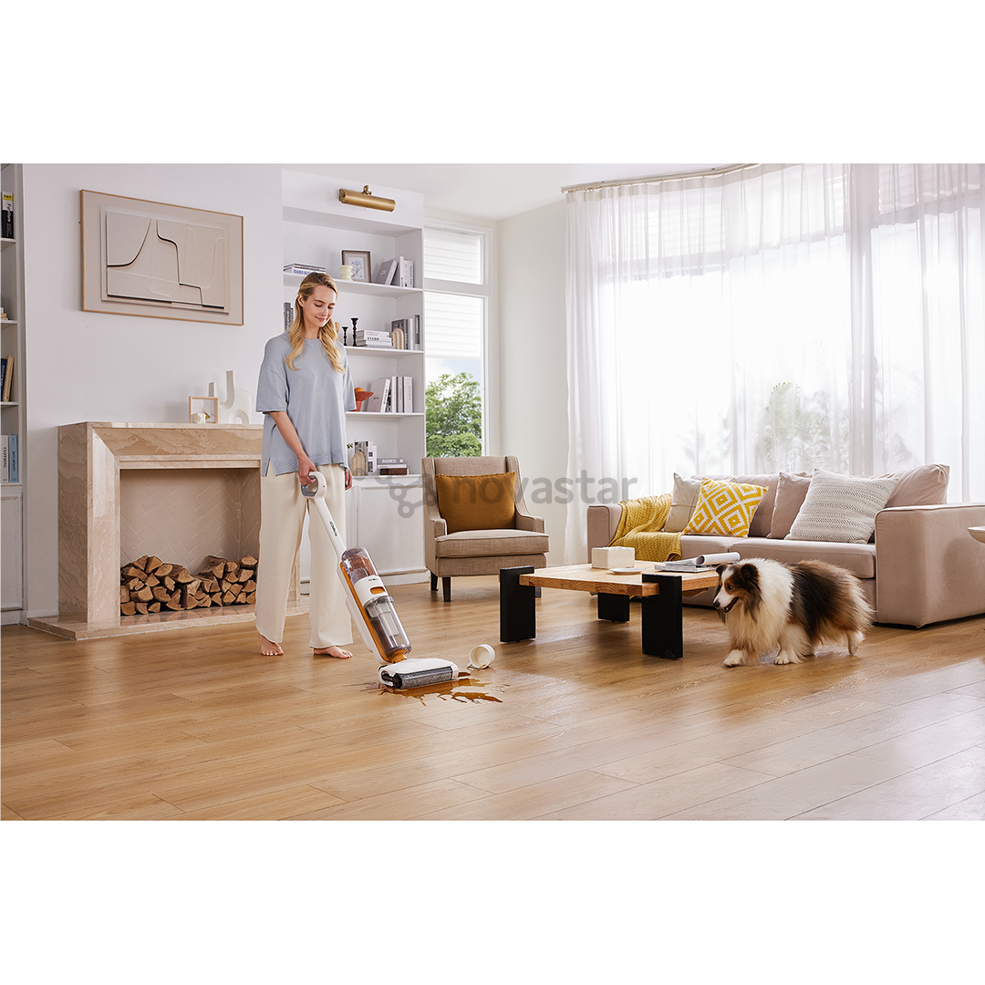 Belaidis plaunantis siurblys Tinceo iFLOOR Y2 Plus, Wet & Dry, baltas/oranžinis