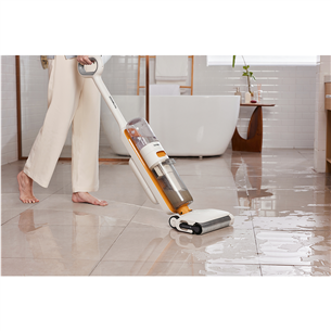 Belaidis plaunantis siurblys Tinceo iFLOOR Y2 Plus, Wet & Dry, baltas/oranžinis