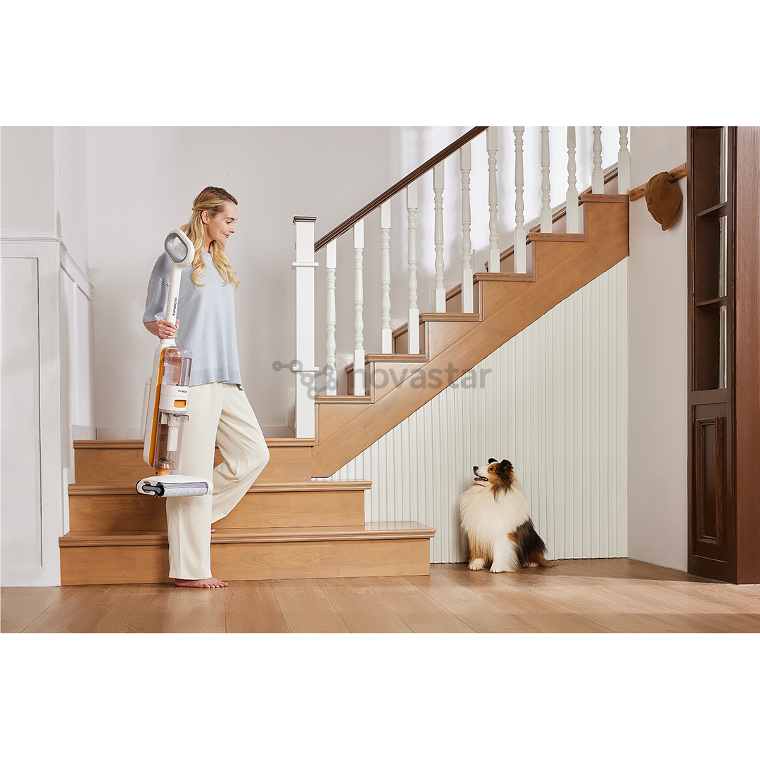 Belaidis plaunantis siurblys Tinceo iFLOOR Y2 Plus, Wet & Dry, baltas/oranžinis