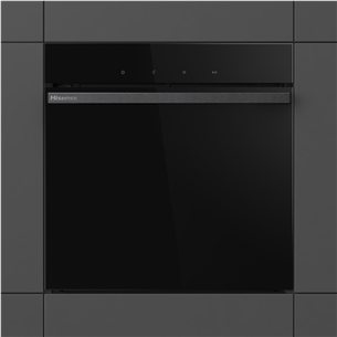 Įmontuojama orkaitė Hisense, 77 L, pirolizinio valymo, juoda