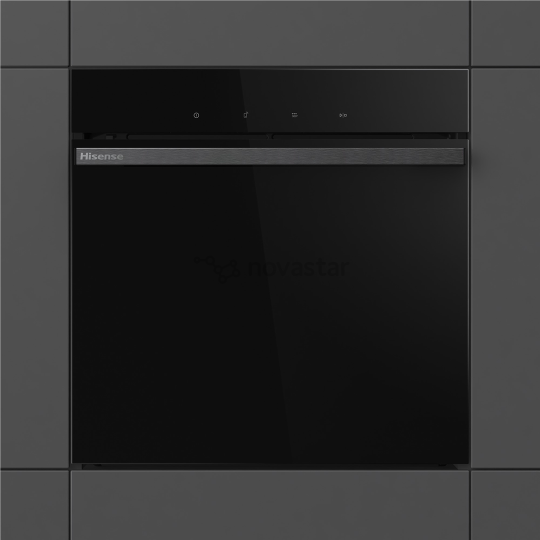 Įmontuojama orkaitė Hisense, 77 L, pirolizinio valymo, juoda