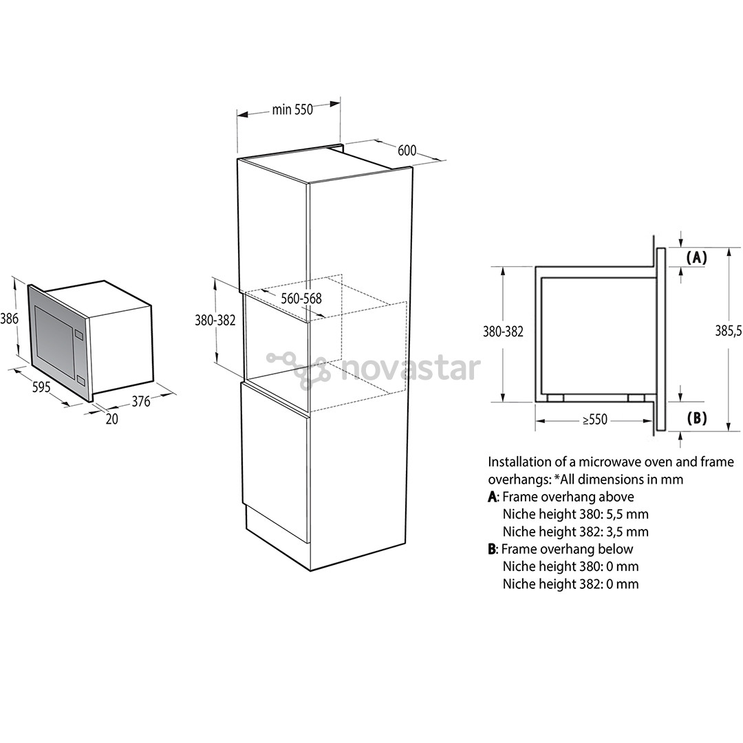 Hisense, 25 L, 1450 W, juoda - Įmontuojama mikrobangų krosnelė su griliu