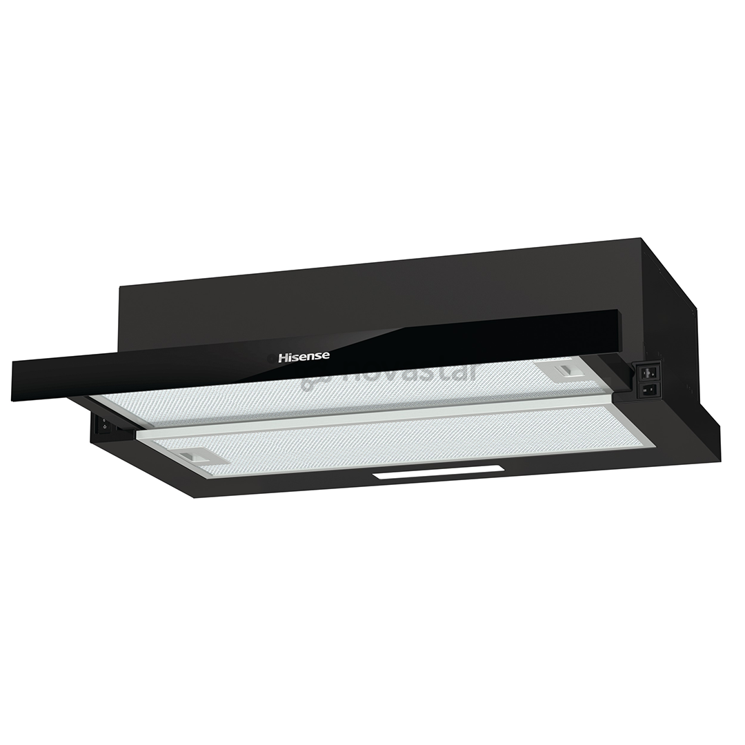 Hisense, 450 m³/val., plotis 60 cm, juodas - Įmontuojamas gartraukis