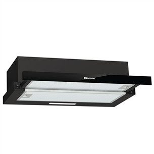 Hisense, 450 m³/h, width 60 cm, black - Built-in cooker hood