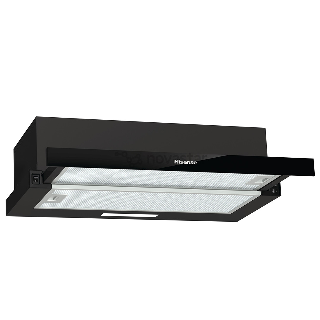Hisense, 450 m³/h, width 60 cm, black - Built-in cooker hood