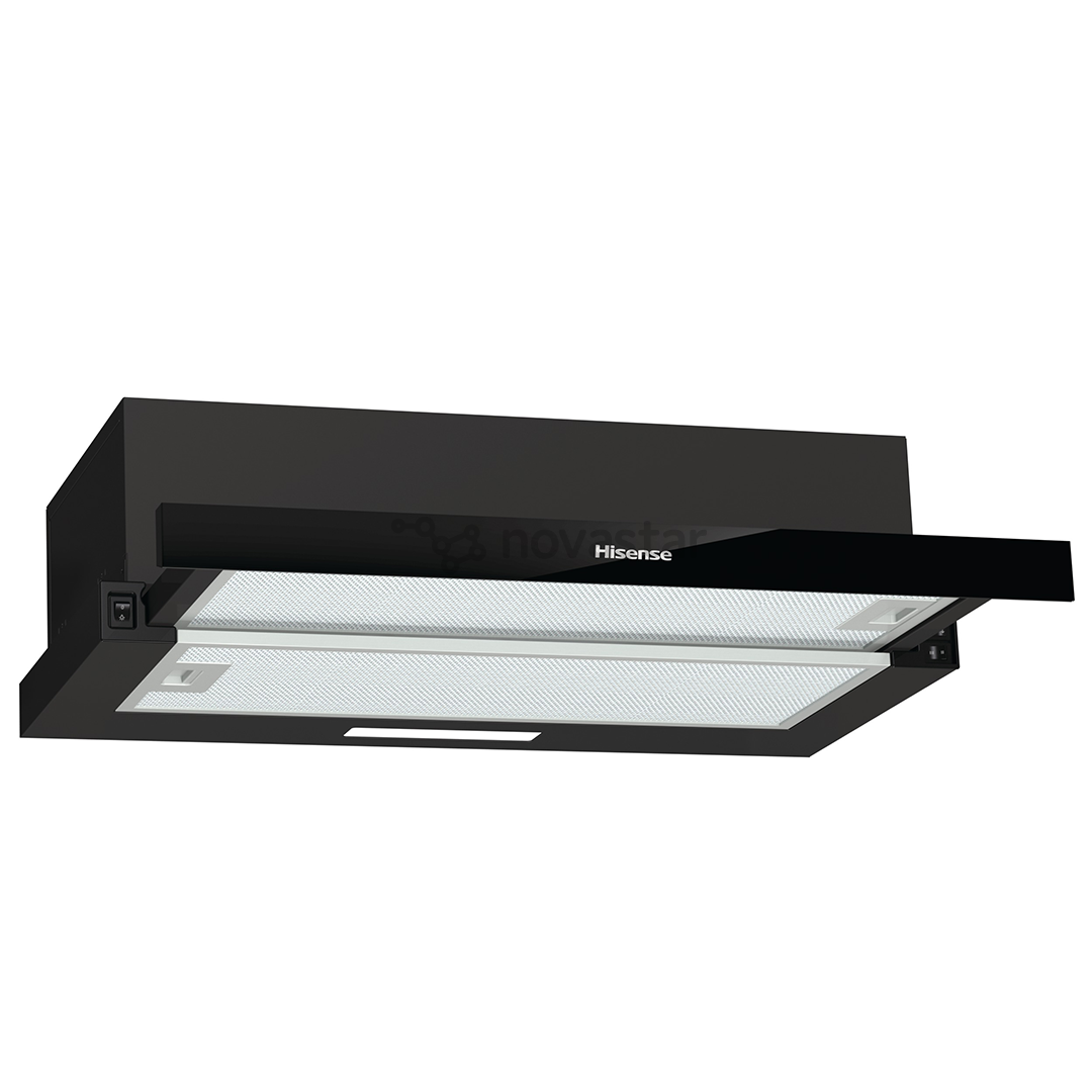 Hisense, 450 m³/val., plotis 60 cm, juodas - Įmontuojamas gartraukis