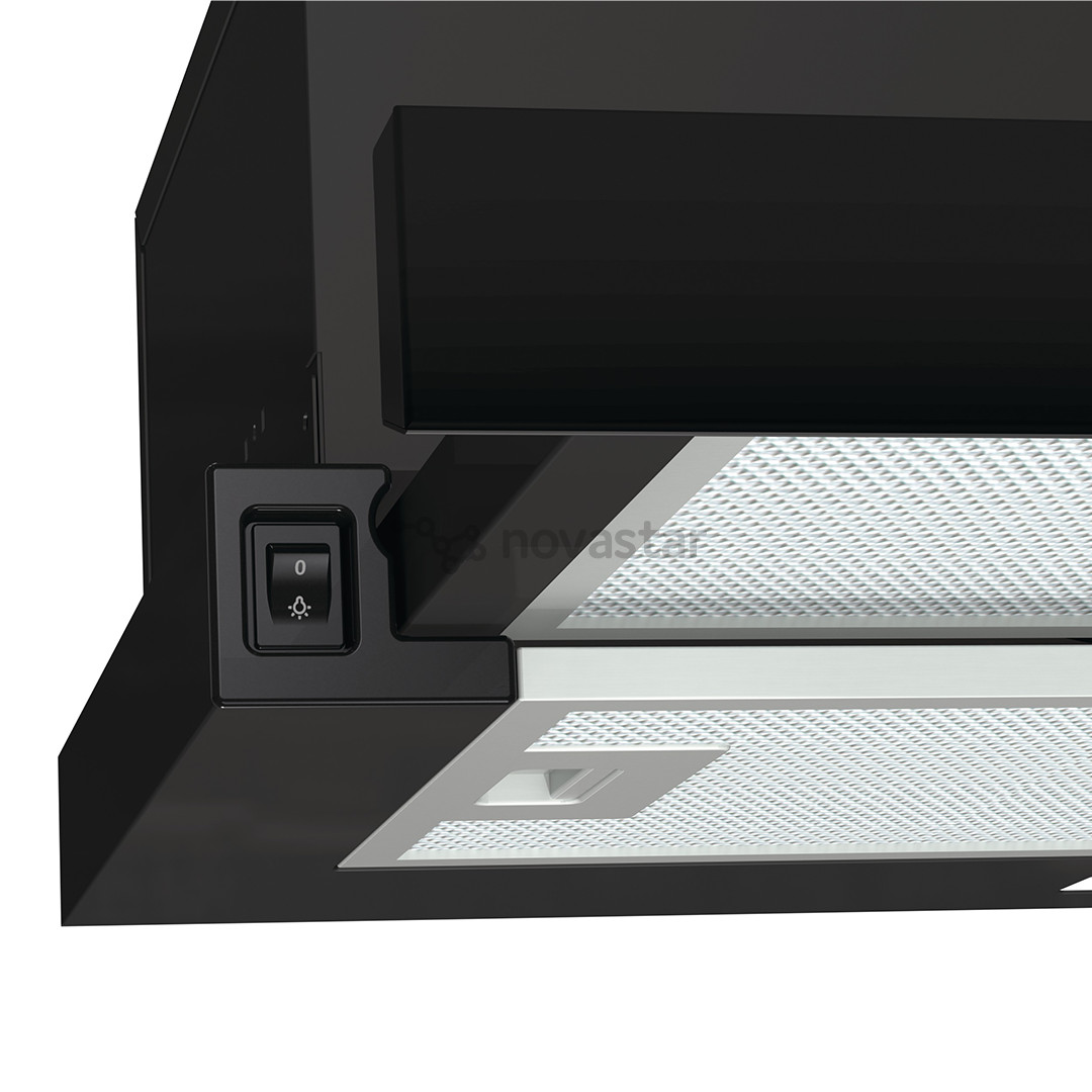 Hisense, 450 m³/h, width 60 cm, black - Built-in cooker hood