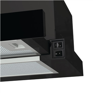 Hisense, 450 m³/h, width 60 cm, black - Built-in cooker hood