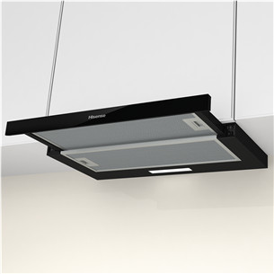 Hisense, 450 m³/h, width 60 cm, black - Built-in cooker hood
