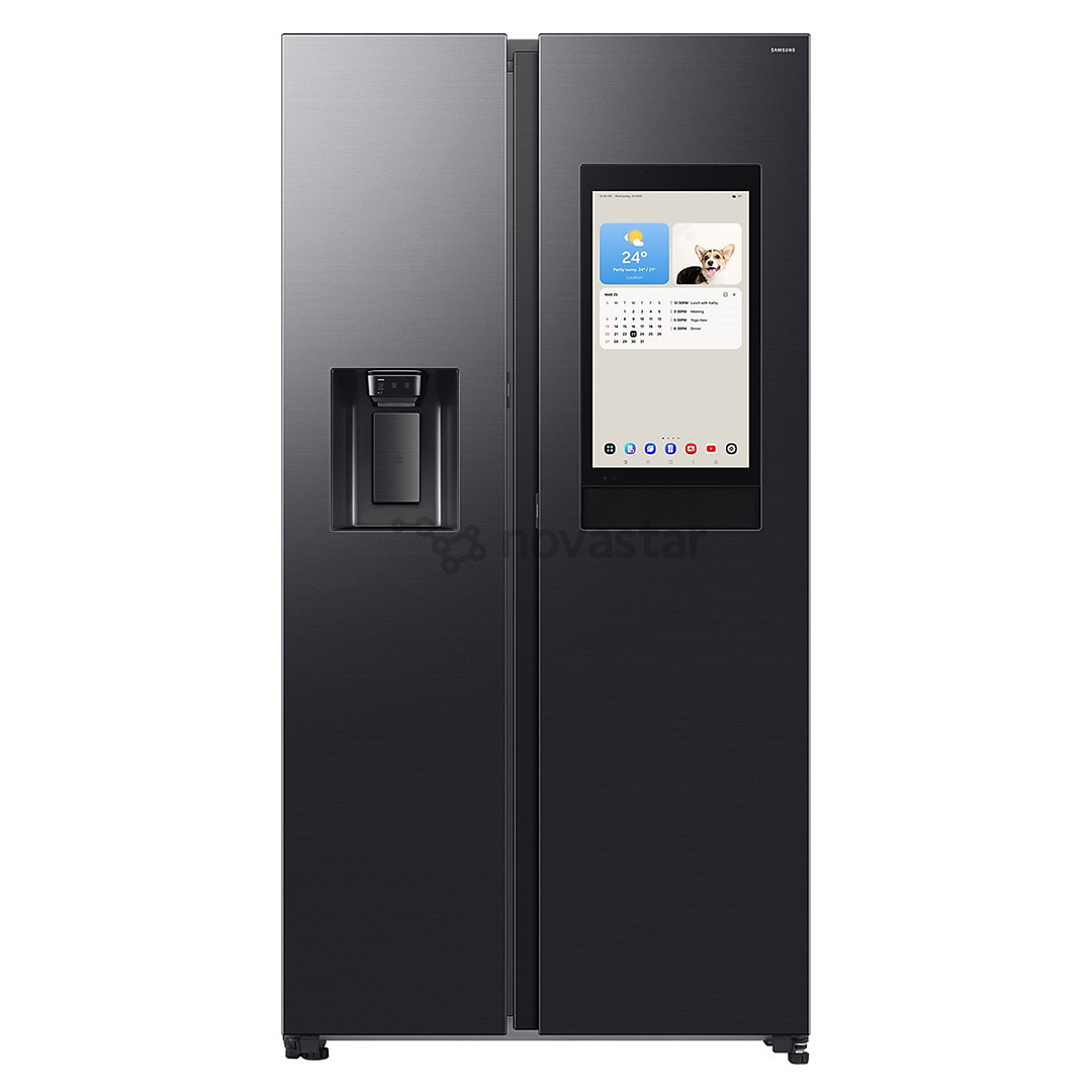 Samsung Bespoke AI Family Hub+, Twin Cooling Plus™, 614 л, высота 179 см, черный - SBS-холодильник